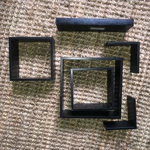 6 Piece Set Black Floating Shelves